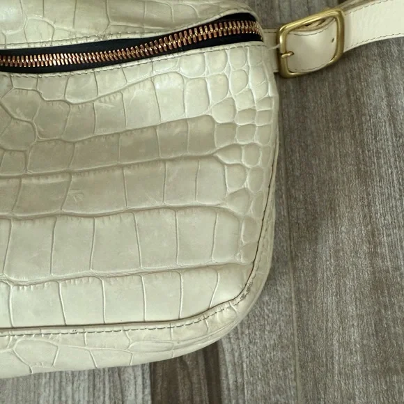 Clare V Cream Crocodile-Embossed Crossbody Bag - Picture 8 of 11